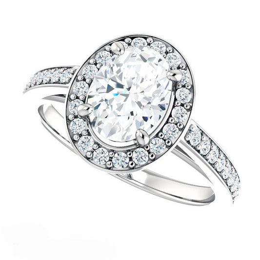 Diamante Fine Anello Solitario con Accenti 5,50-carati Oro Bianco 14K – vista frontale