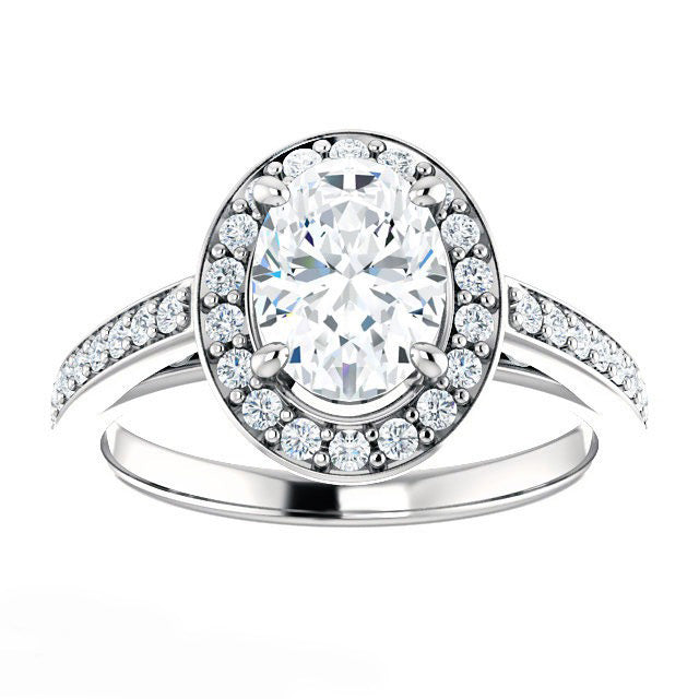 Diamante Fine Anello Solitario con Accenti 5,50 carati Oro Bianco 14K – vista laterale