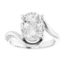 Diamante Fine Anello Solitario con Accenti – Taglio Old Mine