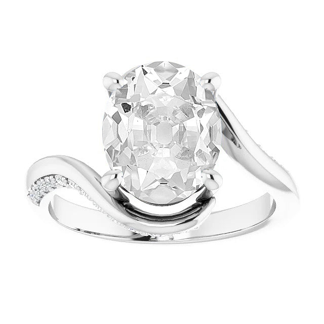 Cuscino Antico Diamante Fine anello in Oro 14 Carati Bianco – vista principale