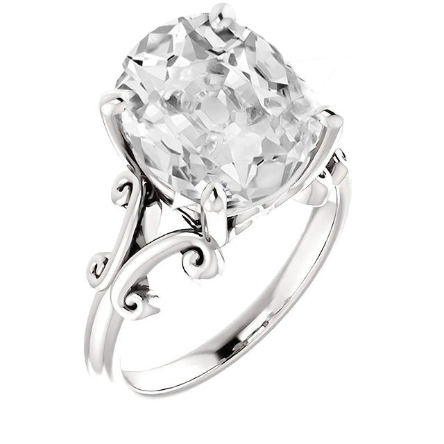 Diamante Fine Anello Solitario 5 carati Oro Bianco 14K – vista frontale