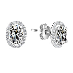 Oro 14 Carati Bianco Diamante Fine Orecchini – 2-carati Cuscino
