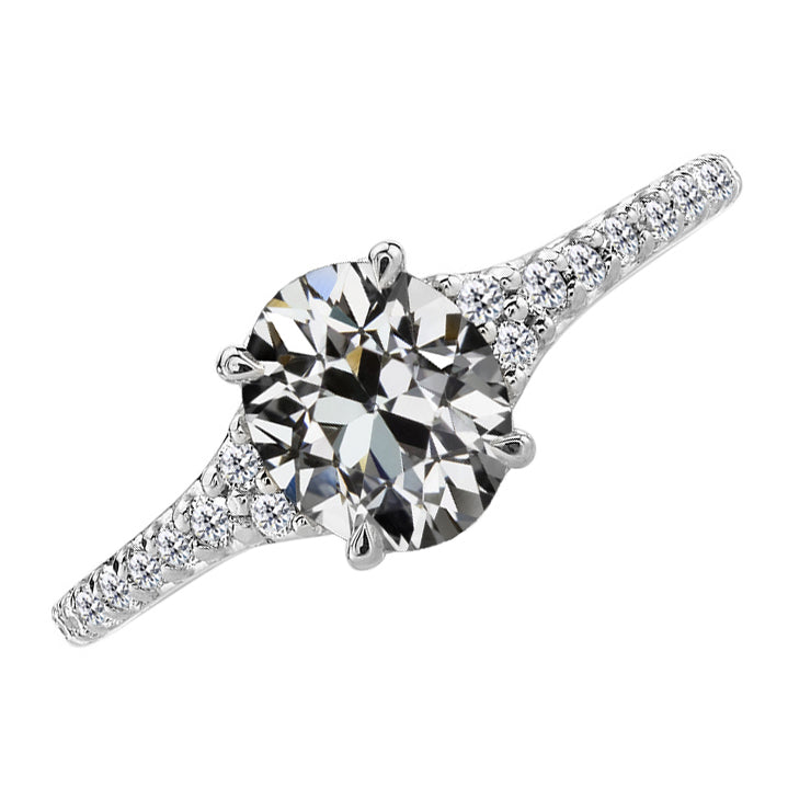 Brillante Anello Solitario con Accenti 4,50 carati Oro 14 Carati Bianco – vista principale