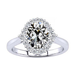 Brillante Anello con Pavé Halo – Old European 4 carati Oro