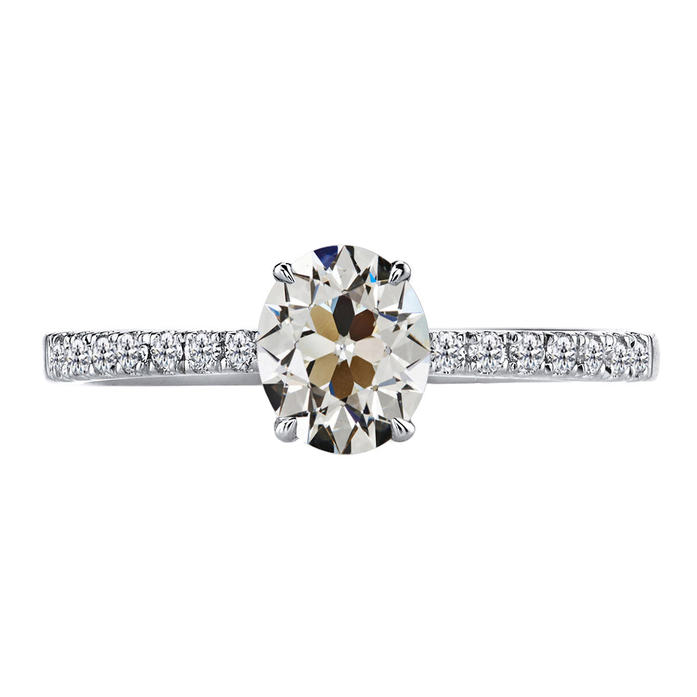 Anello Solitario con Accenti Oro 14 Carati Bianco con Diamante – vista principale