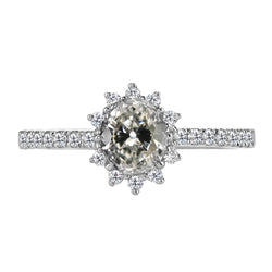 Oro 14 Carati Bianco Anello Anniversario Brillante Anello di