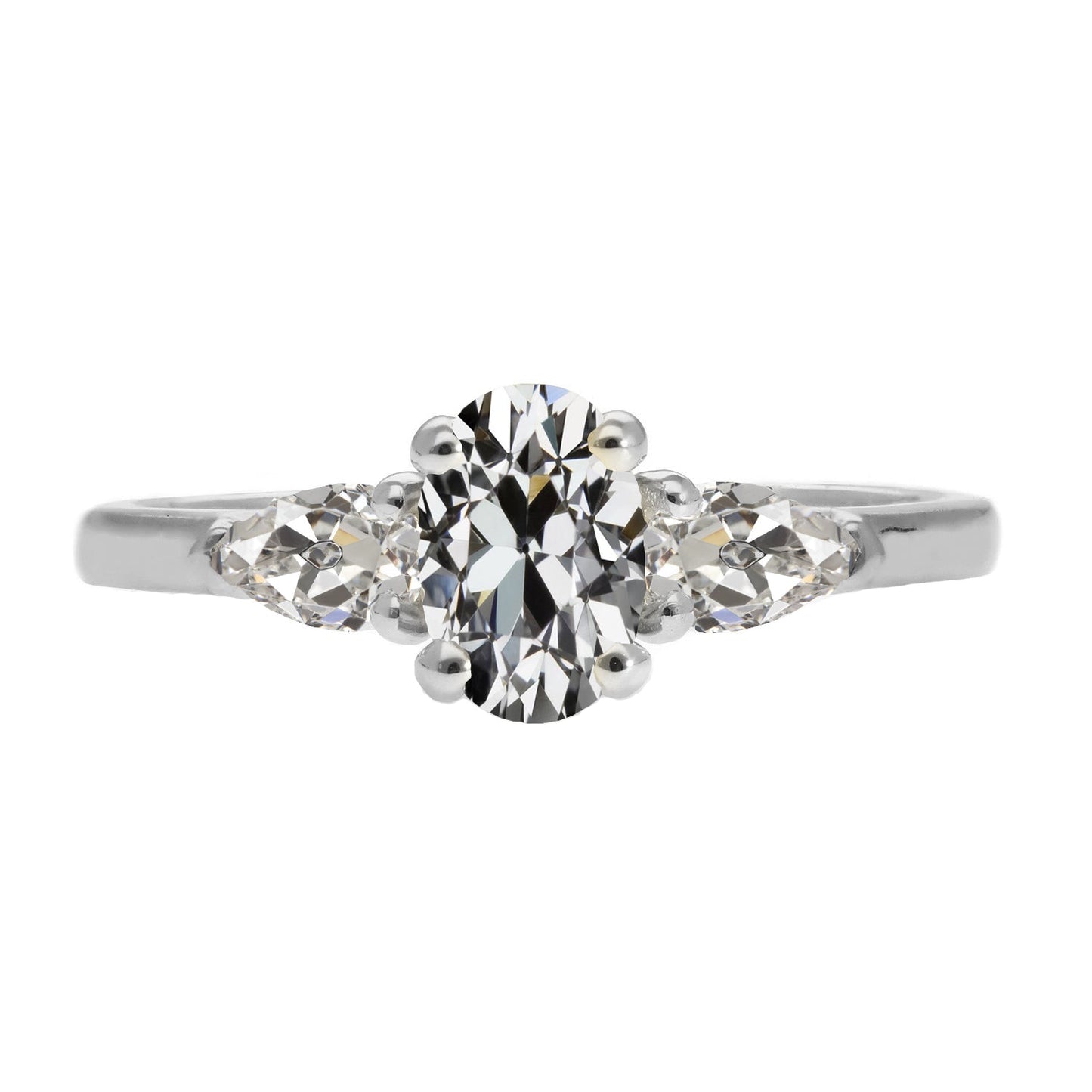 Diamante Ovale Trilogia in Oro 14 Carati Bianco – vista principale