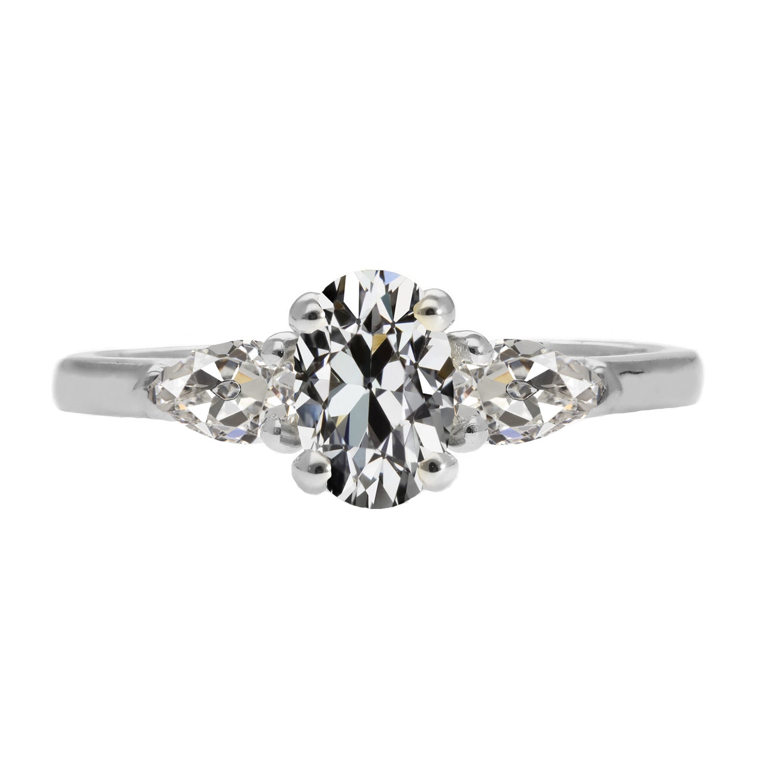 Diamante Ovale Trilogia in Oro 14 Carati Bianco – vista principale