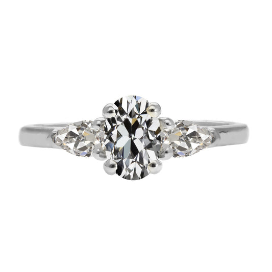 Diamante Ovale Trilogia in Oro 14 Carati Bianco – vista principale