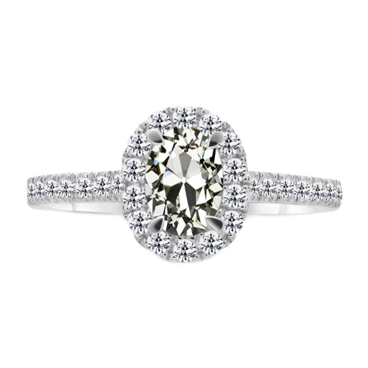Anello di Fidanzamento Halo Oro 14 Carati Bianco con Diamante – vista principale