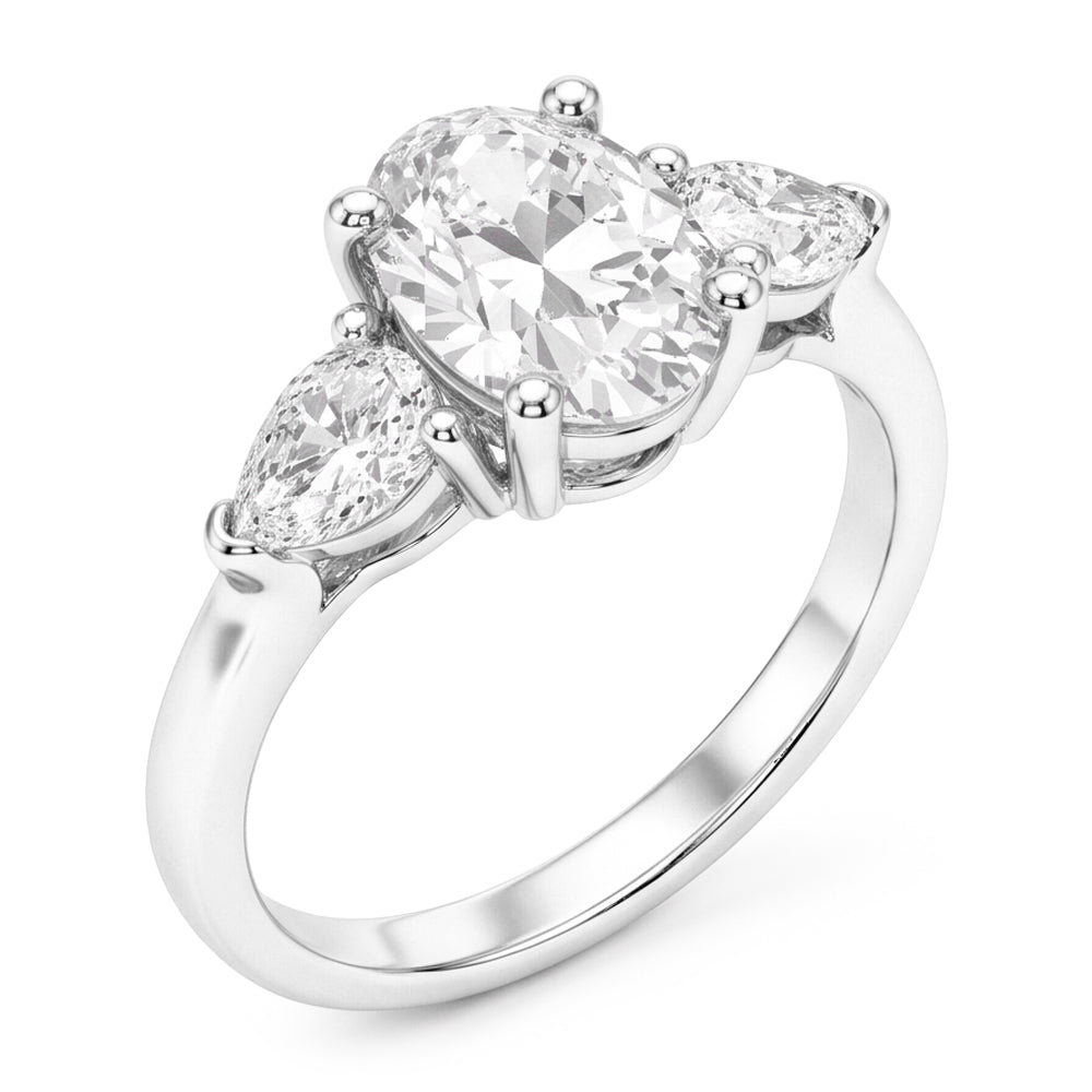 Ovale Diamante Trilogia in Oro 14 Carati Bianco – 4,50 carati