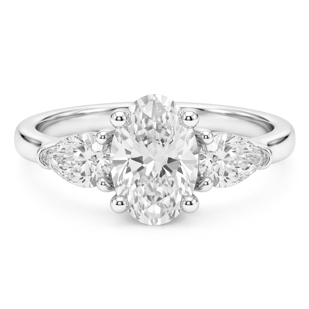 Ovale Diamante Trilogia in Oro 14 Carati Bianco – 4,50 carati