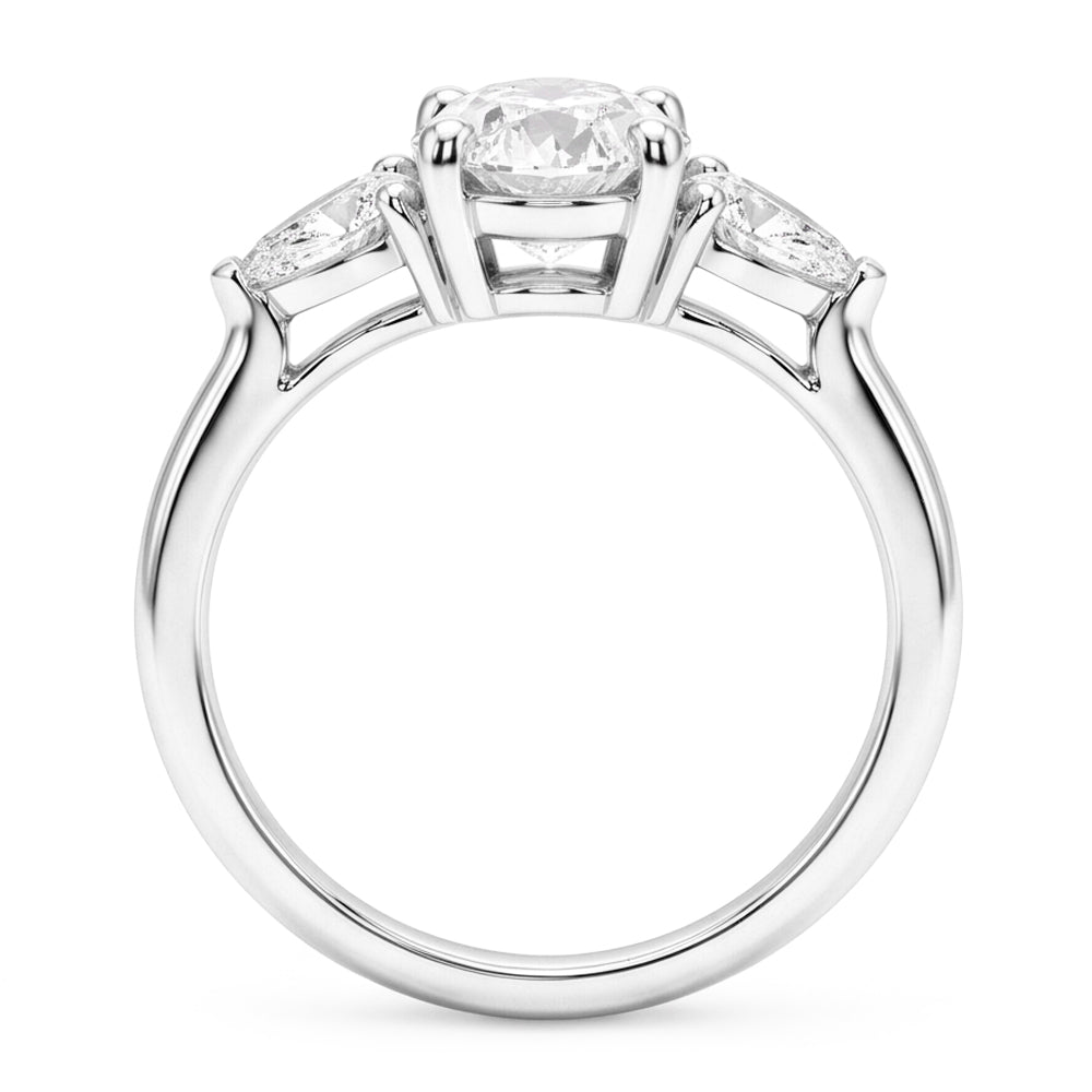 Ovale Diamante Trilogia in Oro 14 Carati Bianco – 4,50 carati