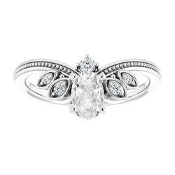 Ovale Vecchio Taglio Vero Diamante Ring Enhancer Perline Stile Vintage 3,25 Carati