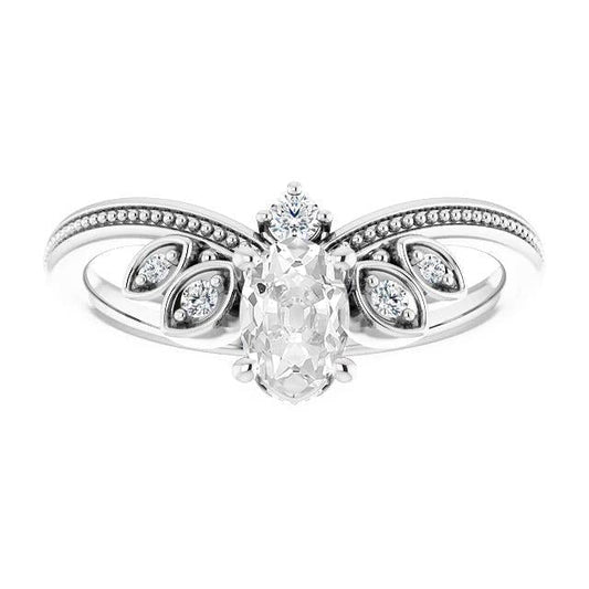 Ovale Vecchio Taglio Vero Diamante Ring Enhancer Perline Stile Vintage 3,25 Carati