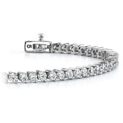 Parure Braccia 6 Carati Vero Diamante Taglio rotondo Bracciale Tennis Oro Bianco 14K