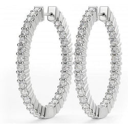 Parure Oro Bianco Taglio Brillante 4 Carati Vero Diamanti Orecchini Circolari