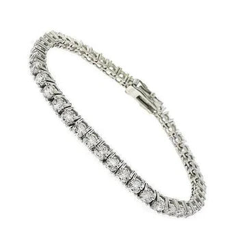 Parure Taglio rotondo Bracciale Tennis Oro Bianco 14K 6 Ct Vero Diamante