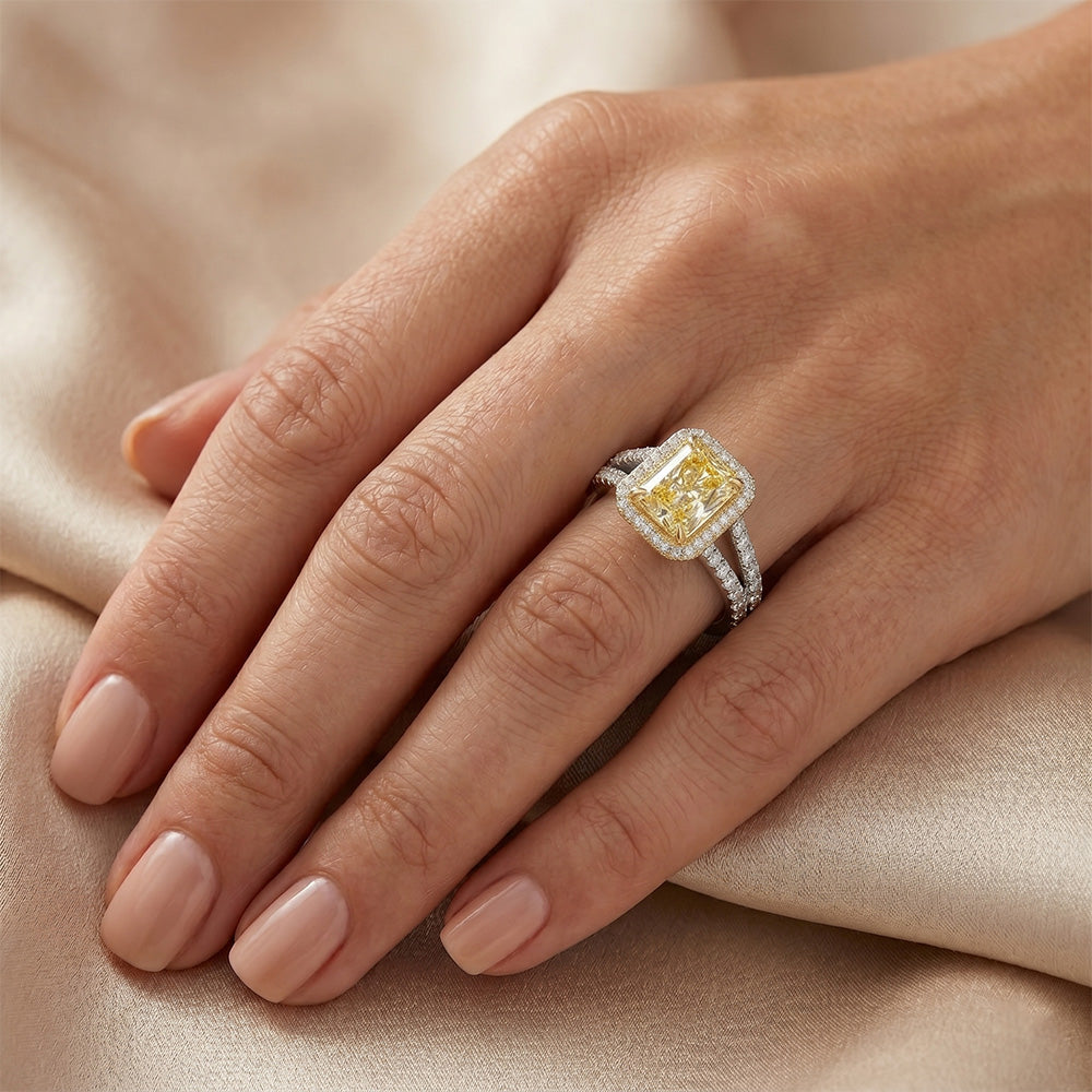 Pavé Anello Statement – Diamante Giallo Canarino 2 carati Oro 14