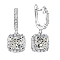 Diamante Fine Orecchini Pendenti 2 carati – Oro Bianco 14K