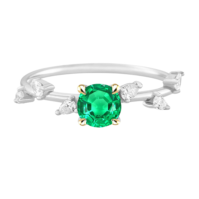 Anello con Pietra Preziosa Oro 14 Carati Bicolore con Smeraldo – vista principale