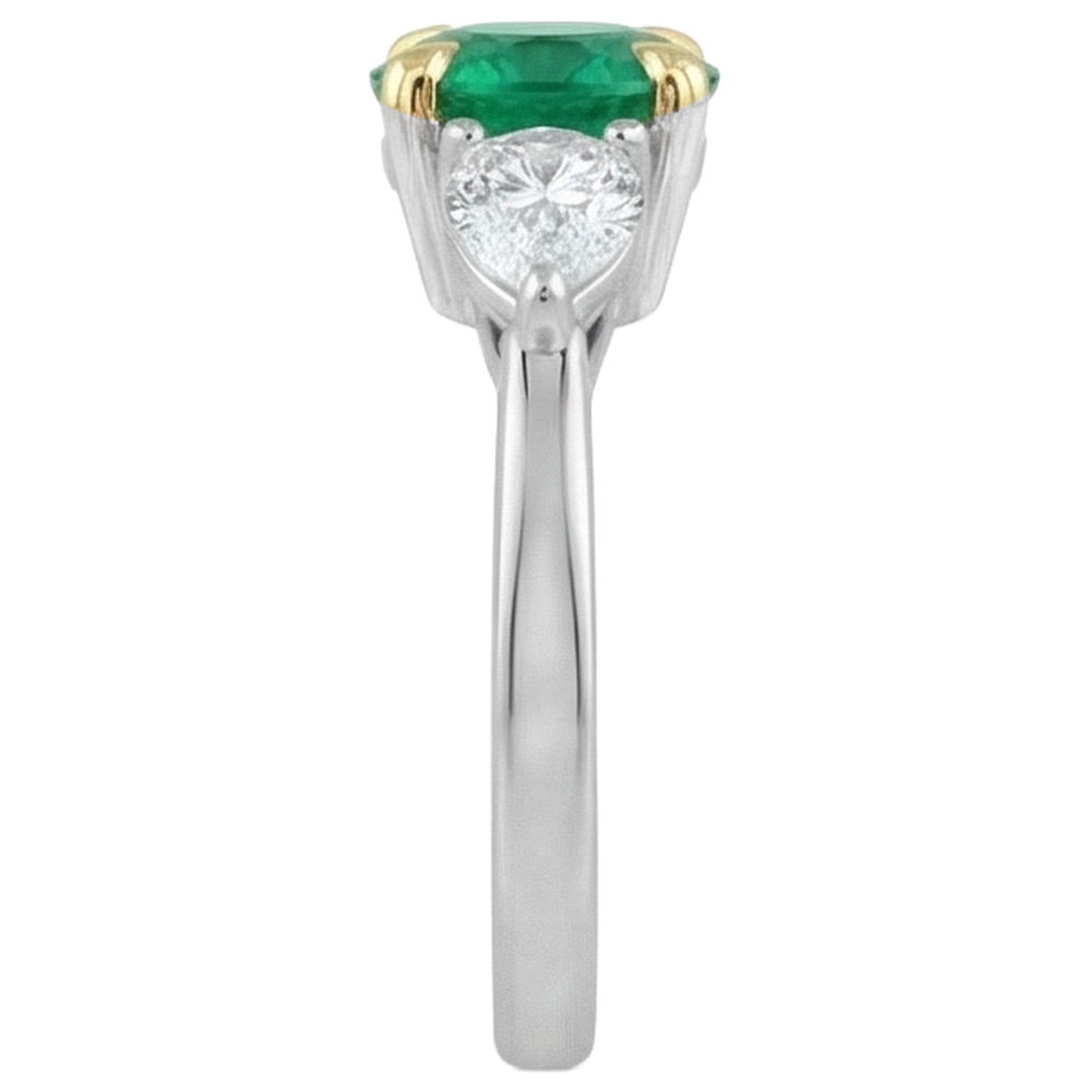 Anello con Pietra Preziosa Oro 14 Carati Bicolore con Smeraldo – vista profilo