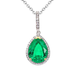 Oro Bicolore 14K Smeraldo Colombiano Collana Pendente – 1-carati