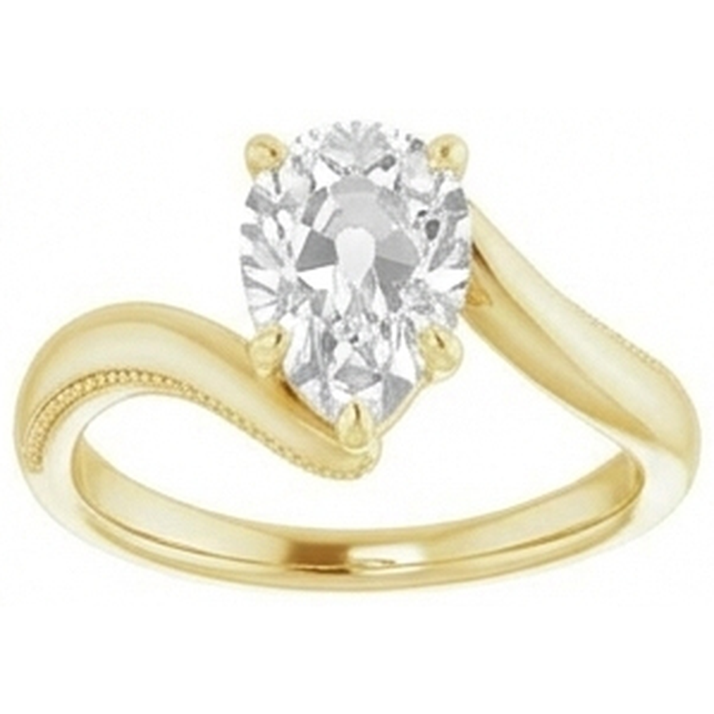 Anello Monopietra Oro 14 Carati Giallo con Diamante – vista laterale