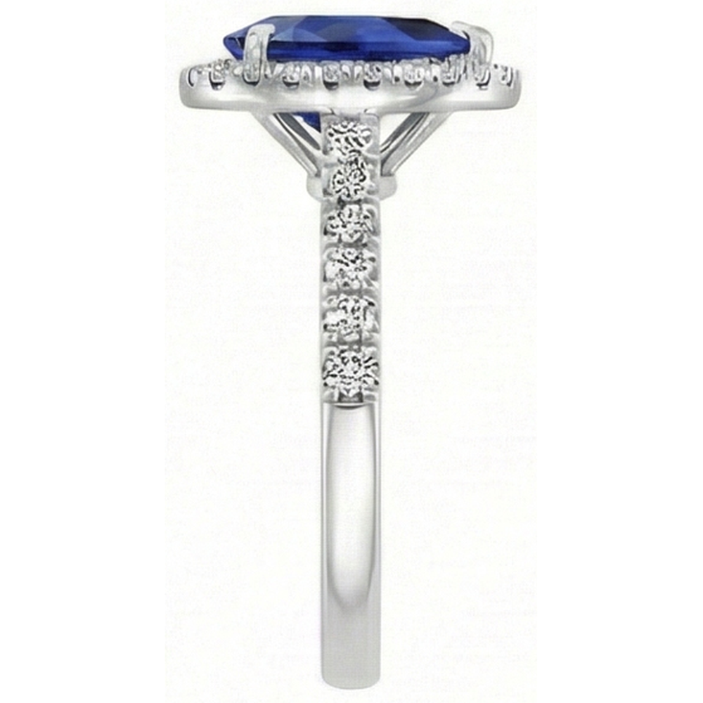 Zaffiro Blu Anello con Pietra Preziosa 2,50-carati Oro Bianco 14K – vista angolare