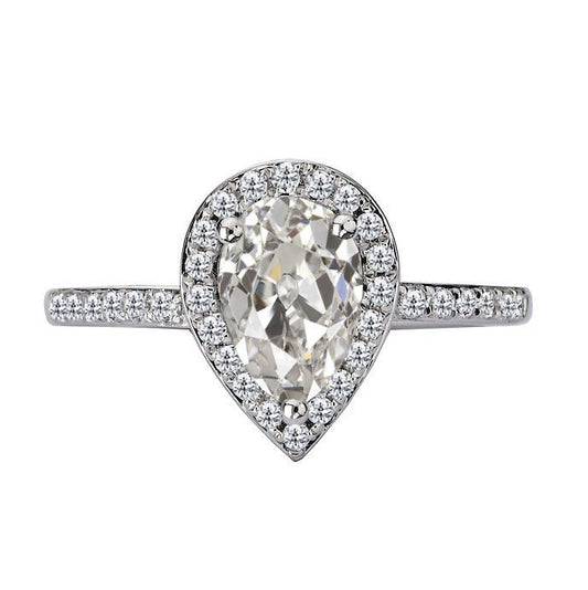Taglio Old Mine Diamante anello in Oro Bianco 14K – vista principale