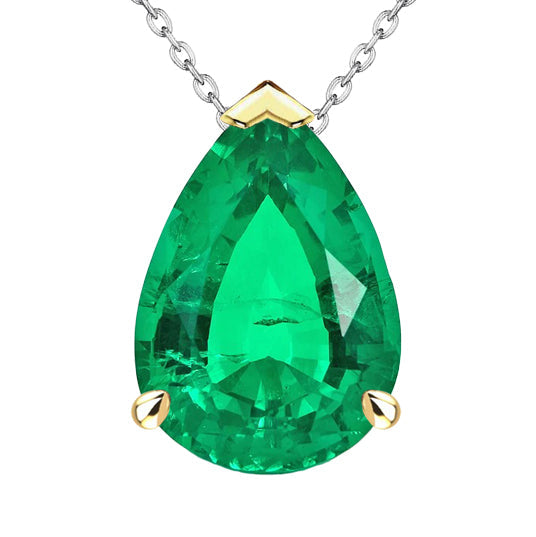 Taglio a Pera Smeraldo Colombiano anello in Oro Bicolore 14K – vista principale