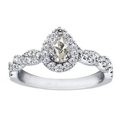 Raffinato Anello Anniversario Brillante Anello con Pavé Halo
