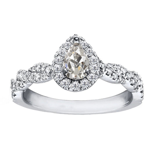 Raffinato Brillante Anello con Pavé Halo 1,50 carati – vista principale