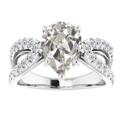 2 carati Diamante Anello Solitario con Accenti in Oro Bianco 14K