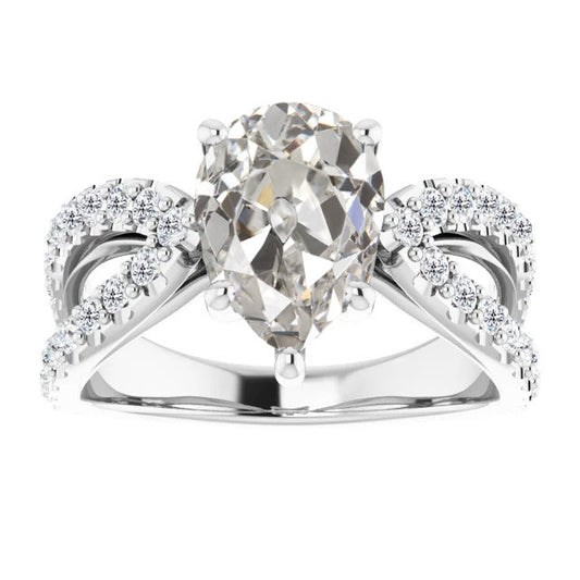 Artigianale Diamante Anello Solitario con Accenti 2 carati – vista principale