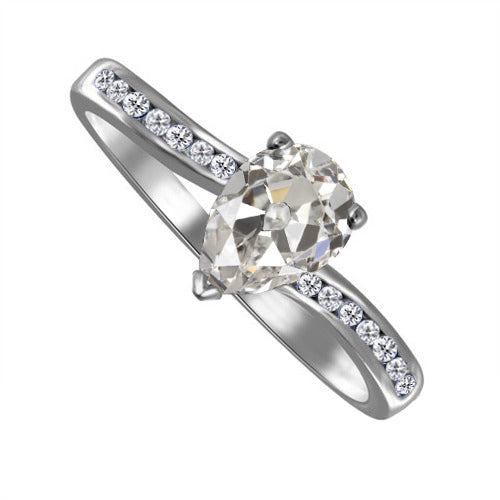 Anello Solitario con Accenti Oro Bianco 14K con Diamante Fine – vista principale
