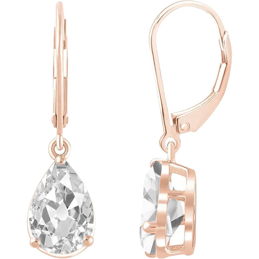 Orecchini Pendenti Oro Rosa 14K con Diamante Fine – vista principale