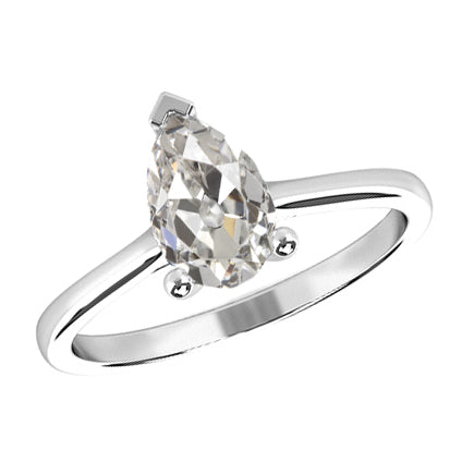 Cuscino Antico Diamante anello in Oro 14 Carati Bianco – vista principale