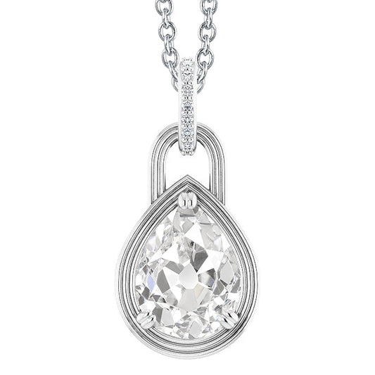 Collana Pendente Oro Bianco 14K con Diamante – vista principale