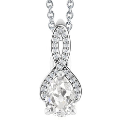 Diamante Fine Gambo Diviso Collana Pendente 2,50 carati in Oro