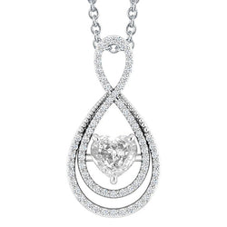 Oro Bianco 14K Brillante Pendente a Goccia – 1,50-carati Taglio