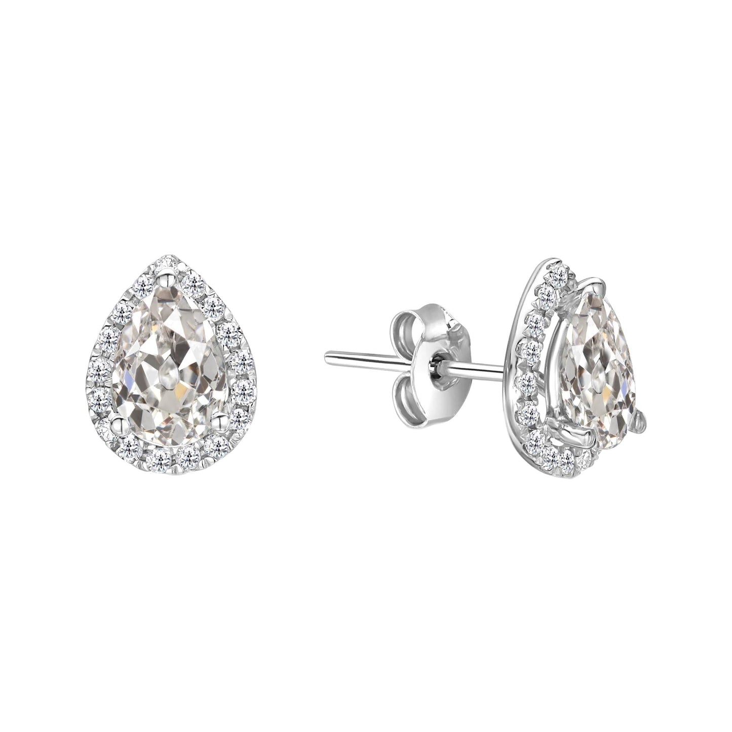 Diamante Fine Orecchini a Lobo 3-carati Oro Bianco 14K – vista principale