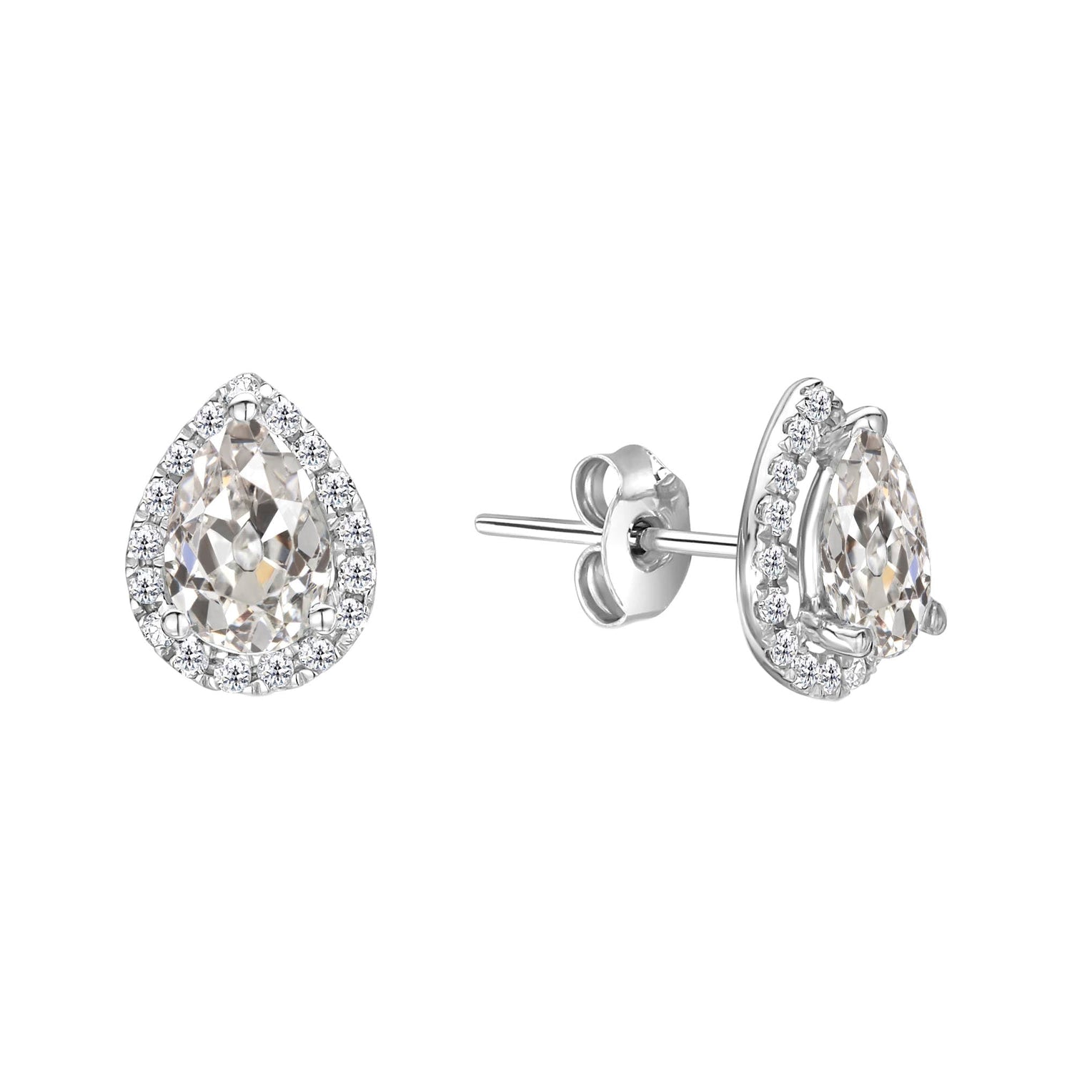 Diamante Fine Orecchini a Lobo 3-carati Oro Bianco 14K – vista principale