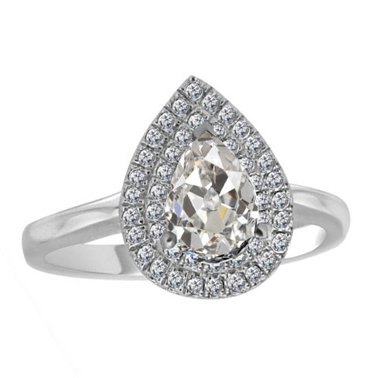 Diamante Anello con Pavé Halo 3-carati Oro Bianco 14K – vista principale