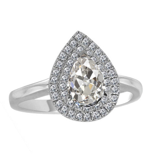 Diamante Anello con Pavé Halo 3-carati Oro Bianco 14K – vista principale