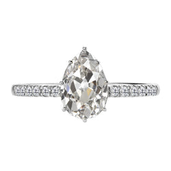 Oro Bianco 14K Taglio Old Mine Brillante Anello Solitario con