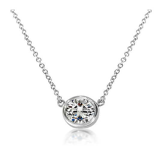 Pendente Con Grande Castone Solitario In Genuino Diamanti Da 2 Carati Con Oro Bianco 14K