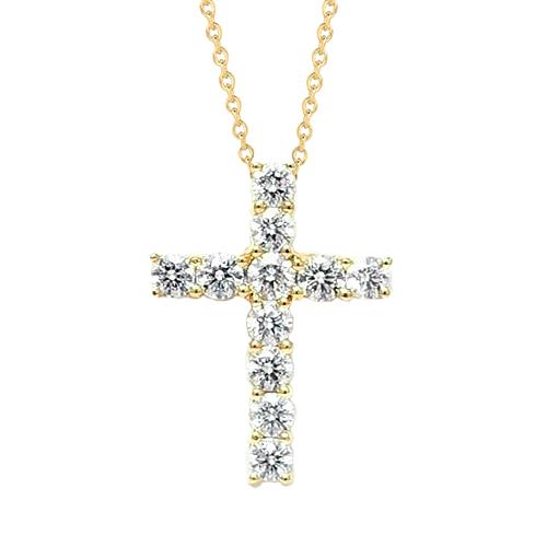 Pendente Con Vero Diamante Rotondo A Punta 3.50 Carati In Oro Giallo 14K