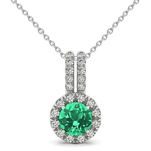 Pendente in oro bianco 14K con smeraldo colombiano e diamanti da 6.00 ct - harrychadent.it