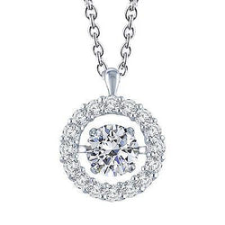 Pendente Per Collana Con Genuino Diamanti Taglio Rotondo 7 Carati In Oro Bianco Massiccio 14K